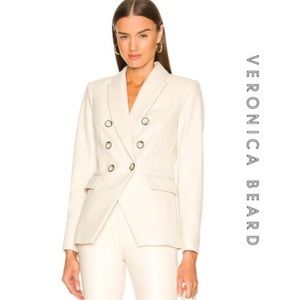 NWT Veronica Beard Miller Dickey Vegan Leather Ecru Jacket